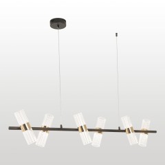 LSP-7536 LUSSOLE NISKAYUNA Линейно-подвесной LED-светильник, блестящее золото, прозрачный акрил, 21 Вт, 4000 К, 2150 Лм, IP20