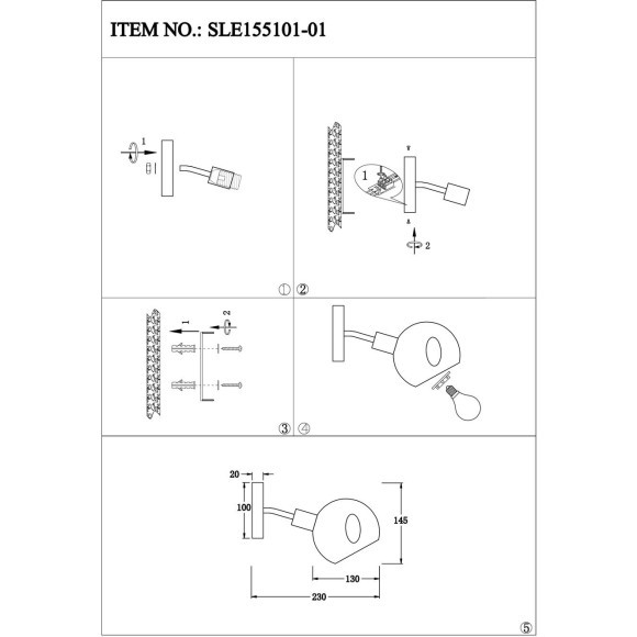 SLE155101-01 Светильник настенный Хром/Дымчатый E14 1*60W GENTORE