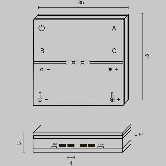 Maytoni DRC035-Z-8-W Белая беспроводная аккумуляторная накладная панель управления “умным” освещением по протоколу Zigbee 3.0, вкл/выкл; диммирование; изм. цветовой температуры; разделение на группы (до 3 групп); создание сцен