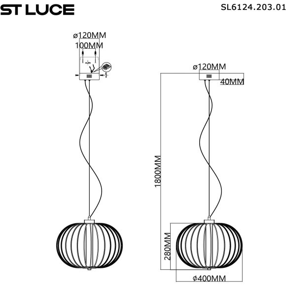 SL6124.203.01 Светильник подвесной ST-Luce Золотистый/Золотистый LED 1*10W 3000K SLICE