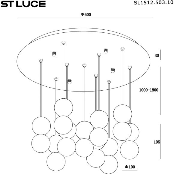 SL1512.503.10 Светильник подвесной ST-Luce Белый,Серый,Красный/Белый G9 10*5W 4000K ESTRUZZO