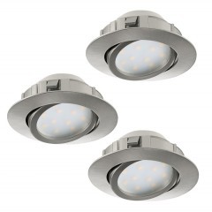 95853 Комплект светодиодных встраиваемых светильников PINEDA регулир., 3х6W(LED), ?84, пластик, никель мат 95853 Комплект светодиодных встраиваемых светильников PINEDA регулир., 3х6W(LED), ?84, пластик, никель мат