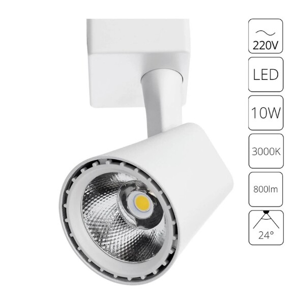 Однофазный двужильный светодиодный трековый светильник Arte Lamp A1811PL-1WH AMICO 3000К 800Лм CRI85+ 24° 10Вт