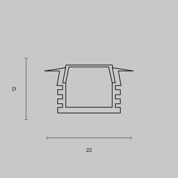 Алюминиевый профиль встраиваемый 22x12 ALM006S-2M Алюминиевый профиль встраиваемый 22x12 ALM006S-2M