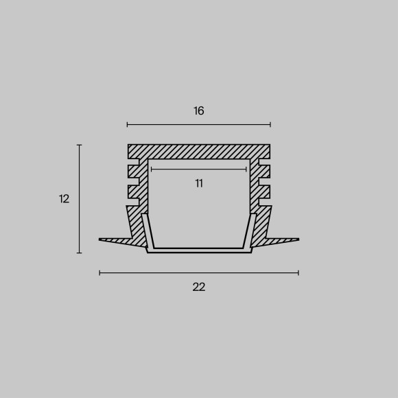Алюминиевый профиль встраиваемый 22x12 ALM006S-2M Алюминиевый профиль встраиваемый 22x12 ALM006S-2M