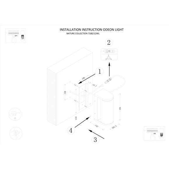 Настенный светильник IP65 LED 12W 750Лм 3000K 162° 220-240V CORTENA 7180/12WL