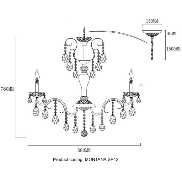 Люстра Crystal Lux MONTANA SP12 Люстра Crystal Lux MONTANA SP12
