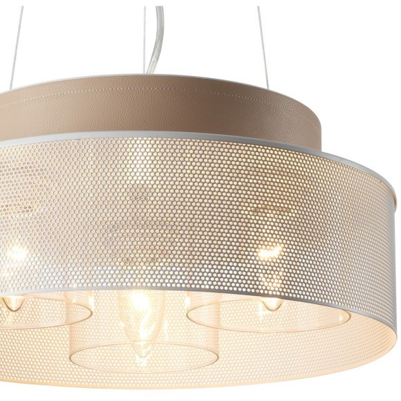 6599/3C MODERNI LN24 белый/белый, бежевый металл, эко кожа/металл, стекло Подвесной светильник Е27 3*40W 220V BASALTO