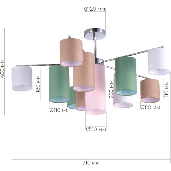 SLE300602-11 Светильник потолочный Хром/Белый, Бежевый, Зеленый E14 11*40W ESSENZA SLE300602-11 Светильник потолочный Хром/Белый, Бежевый, Зеленый E14 11*40W ESSENZA