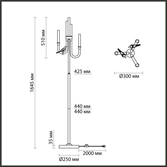 Торшер LED 12W 4000K Odeon Light LARK 5431/12FL Торшер LED 12W 4000K Odeon Light LARK 5431/12FL