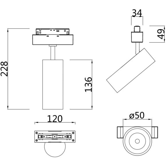 TR019-2-10W4K-W Трековый магнитный светодиодный светильник Maytoni Gravity CRI90+ 4000К 750Лм 24° 9Вт