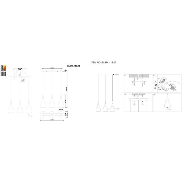 SL874.113.03 Люстра подвесная ST-Luce Хром/Хром E27 3*40W GOCCE