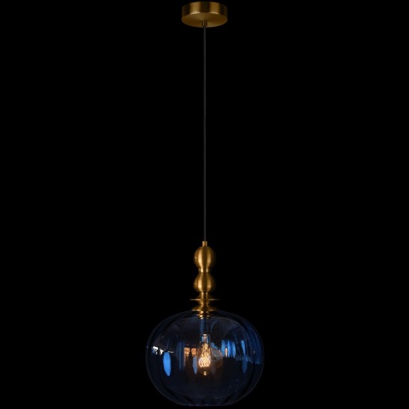 10426 Blue LOFT IT MELON Подвесной светильник с синим стеклянным плафоном и бронзовым металлическим основанием, E27, 1 × 60 Вт 10426 Blue LOFT IT MELON Подвесной светильник с синим стеклянным плафоном и бронзовым металлическим основанием, E27, 1 × 60 Вт