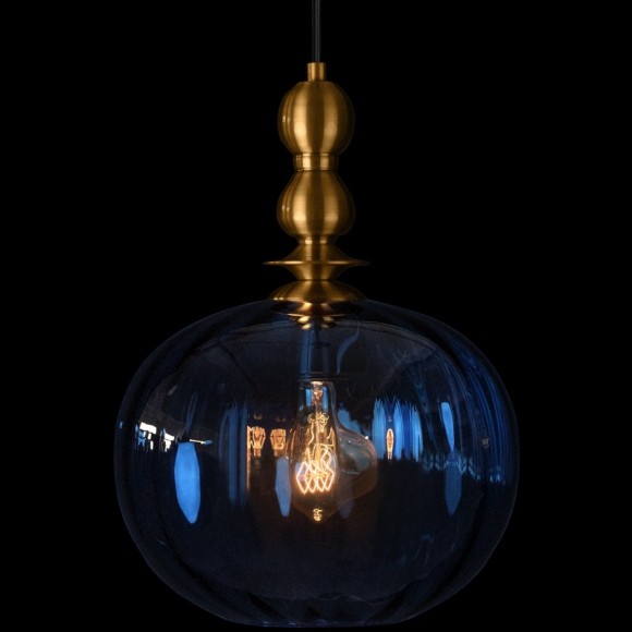 10426 Blue LOFT IT MELON Подвесной светильник с синим стеклянным плафоном и бронзовым металлическим основанием, E27, 1 × 60 Вт 10426 Blue LOFT IT MELON Подвесной светильник с синим стеклянным плафоном и бронзовым металлическим основанием, E27, 1 × 60 Вт