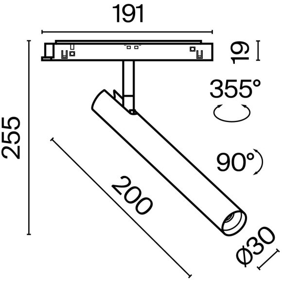 TR141-2-6W3K-M-B Трековый магнитный светодиодный светильник Maytoni Exility CRI90+ 3000К 270Лм 36° 6Вт