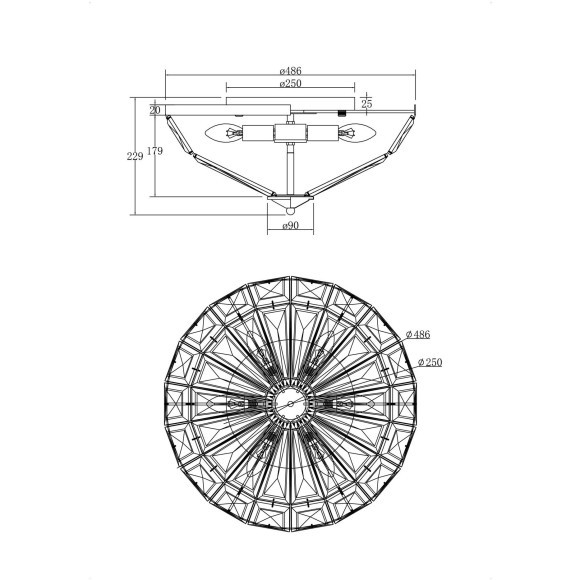 Потолочная люстра хрустальная Facet MOD094CL-06G