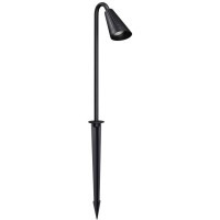 Novotech BELL 371059 Ландшафтный грунтовый уличный светильник на колышке, лампа 1xGU10 до 35Вт, 220В, IP65, черный алюминий и стекло, высота (общая) 858 мм, длина 210 мм, ширина 80 мм, колышек 400 мм