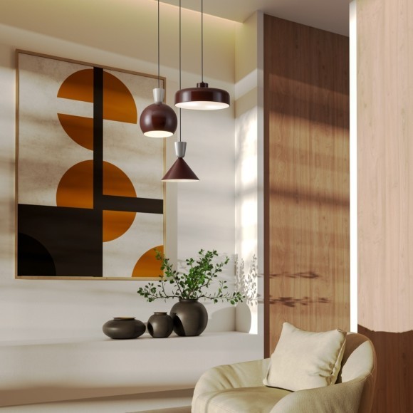 Подвесной светильник с бежевым металлическим плафоном 20см под лампу Е27 Freya Still FR5598PL-01CR1