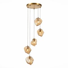 SL1175.303.05 Светильник подвесной ST-Luce Латунь/Янтарный E14 5*40W PORTICI SL1175.303.05 Светильник подвесной ST-Luce Латунь/Янтарный E14 5*40W PORTICI