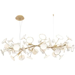 MARGO SP10 2370/210 Crystal Lux Подвесной светильник, золотая металлическая арматура, керамика и хрусталь, 10 × E14 до 40 Вт, 1100 × 450 × 330 мм, IP20, 220 В