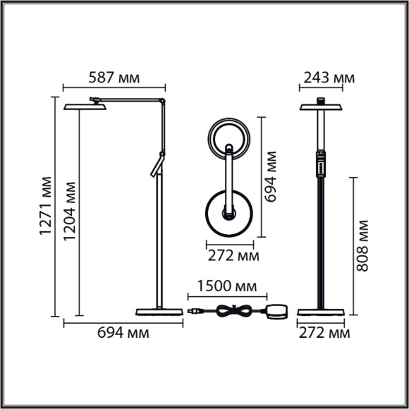 8333/15FL Торшер Lumion LEDIO LED Ra80 Lm850 15W 3000/4000/6000K CCT диммер 220-240V GENRI 8333/15FL Торшер Lumion LEDIO LED Ra80 Lm850 15W 3000/4000/6000K CCT диммер 220-240V GENRI
