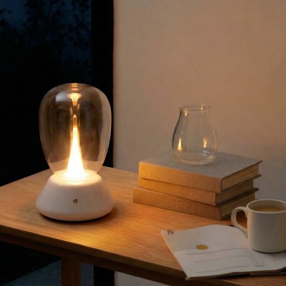 Настольная лампа диммируемая 10W 3000K прозрачный/белый Uovo III Lightstar 807906