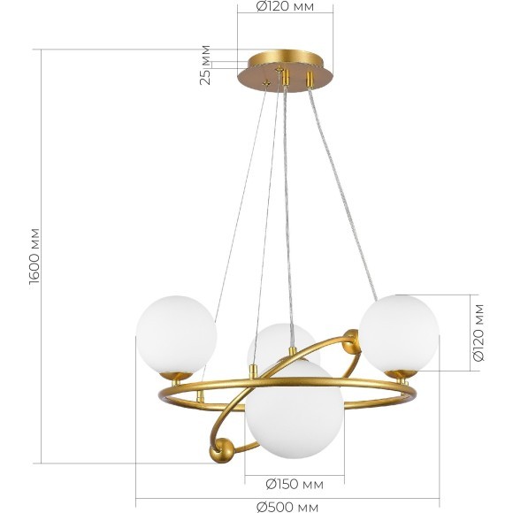 SLE2210-203-04 Светильник подвесной Золотой/Белый G9 4*5W ARTU