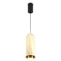 Freya Iride FR5627PL-L11BBS Светильник подвесной светодиодный, основание черное+латунь, плафон стекло под камень, стеклянный декоративный интерьерный подвес теплого света 14Вт 2700K 1000лм CRI80 IP20 220V
