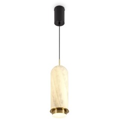 Freya Iride FR5627PL-L11BBS Светильник подвесной светодиодный, основание черное+латунь, плафон стекло под камень, стеклянный декоративный интерьерный подвес теплого света 14Вт 2700K 1000лм CRI80 IP20 220V
