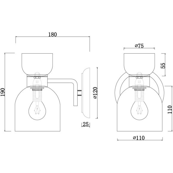 Бра Freya FR5094WL-01G Isla под лампу 1xE14 40W