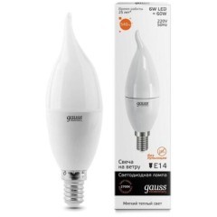 LD34126 Лампа Gauss Elementary светодиодная свеча на ветру 6W E14 4100K 1/10/50