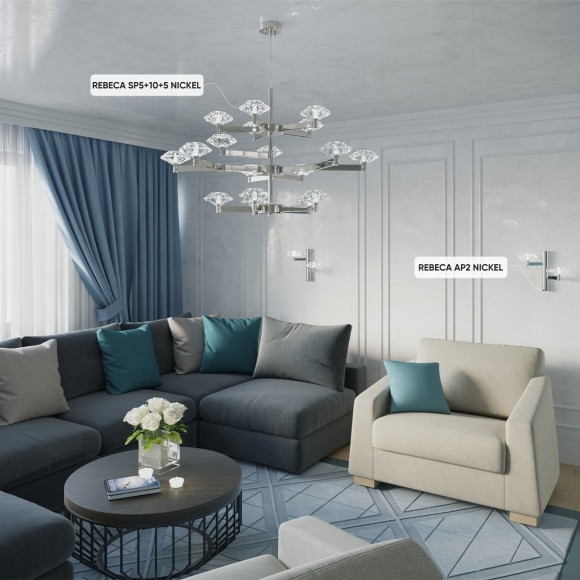 Бра Crystal Lux REBECA AP2 NICKEL Бра Crystal Lux REBECA AP2 NICKEL