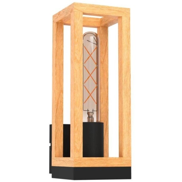 43745 Бра NAFFERTON, 1Х40W, E27, L100, H280, A125, сталь, черный/дерево, коричневый 43745 Бра NAFFERTON, 1Х40W, E27, L100, H280, A125, сталь, черный/дерево, коричневый