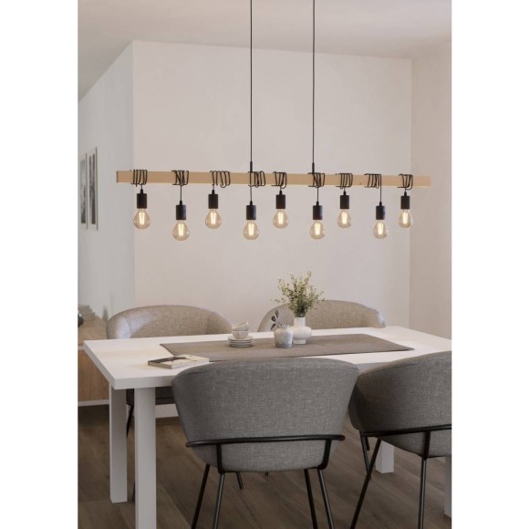 44099 Подвес TOWNSHEND, 9х60W(E27), L1500, B100, H1100, сталь, дерево, черн, коричн