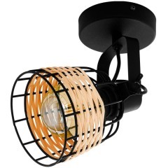 43324 Светильник настенно-потолочный ANWICK 1, 1x40W(E27), сталь, черный/ротанг, натуральный