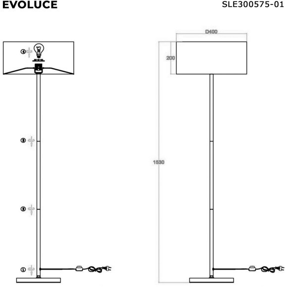 SLE300575-01 Светильник напольный Никель/Темно-бежевый, Золотистый E27 1*40W BRESCIA