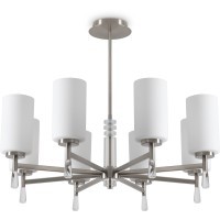 Люстра потолочная с белыми стеклянными плафонами, лампы Е27 8шт Freya Chic FR2031PL-08N