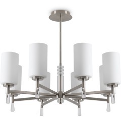 Люстра потолочная с белыми стеклянными плафонами, лампы Е27 8шт Freya Chic FR2031PL-08N
