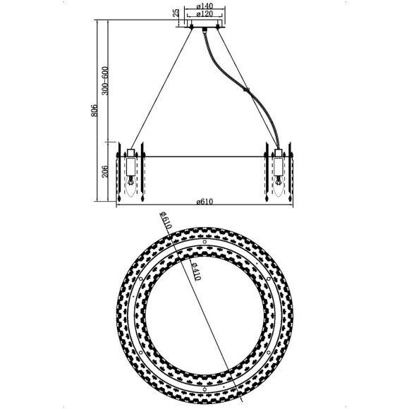 Подвесная люстра хрустальная Rocio MOD036PL-12N