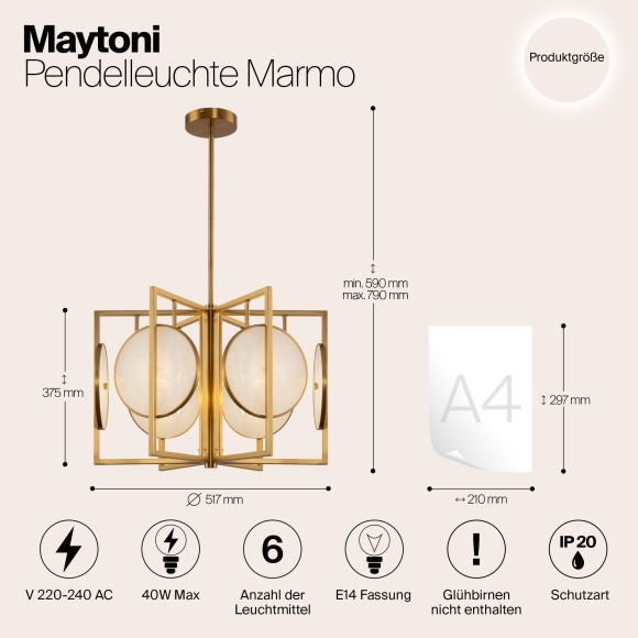 Люстра потолочная Maytoni MOD099PL-06G Marmo под лампы 6xE14 40W