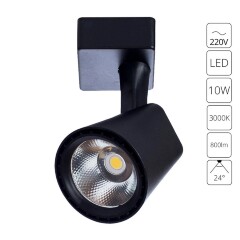Однофазный двужильный светодиодный трековый светильник Arte Lamp A1811PL-1BK AMICO 3000К 800Лм CRI85+ 24° 10Вт