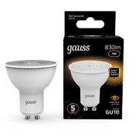 Лампа Gauss MR16 9W 830lm 3000K GU10 LED 101506109