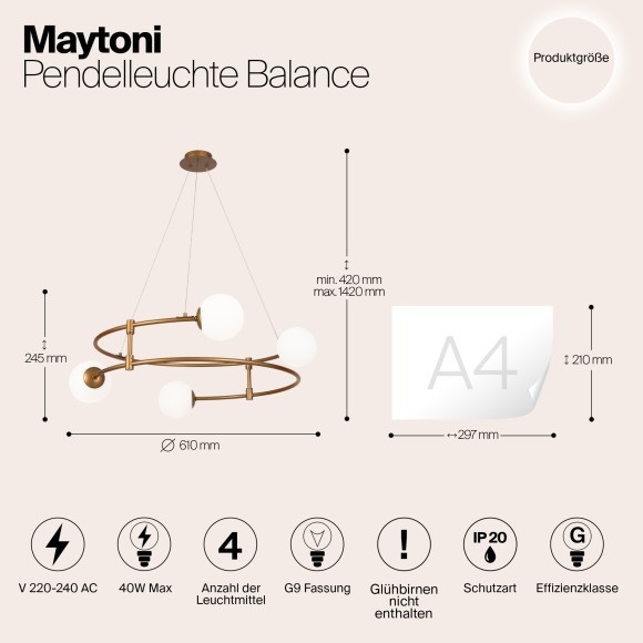 Подвесной светильник Maytoni MOD317PL-04G Balance под лампы 4xG9 40W