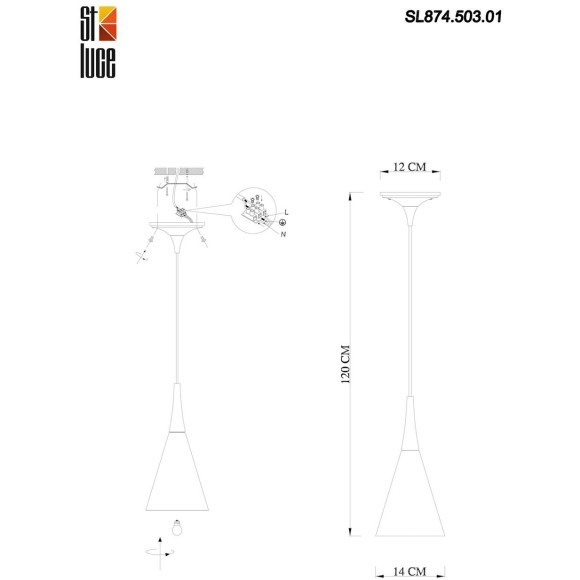 SL874.503.01 Подвес ST-Luce Белый/Белый E27 1*40W GOCCE