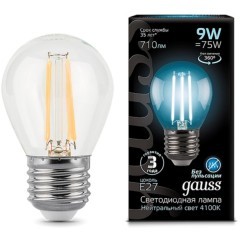 105802209 Лампа Gauss LED Filament Globe E27 9W 4100K 1/10/50 105802209 Лампа Gauss LED Filament Globe E27 9W 4100K 1/10/50