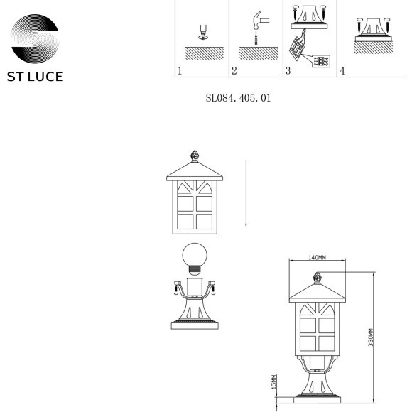 SL084.405.01 Светильник уличный наземный ST-Luce Черный/Черный, Прозрачный E27 1*60W LORNE SL084.405.01 Светильник уличный наземный ST-Luce Черный/Черный, Прозрачный E27 1*60W LORNE