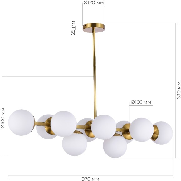SLE1191-202-10 Светильник потолочный Золотистый/Белый E27 10*60W FRATTA