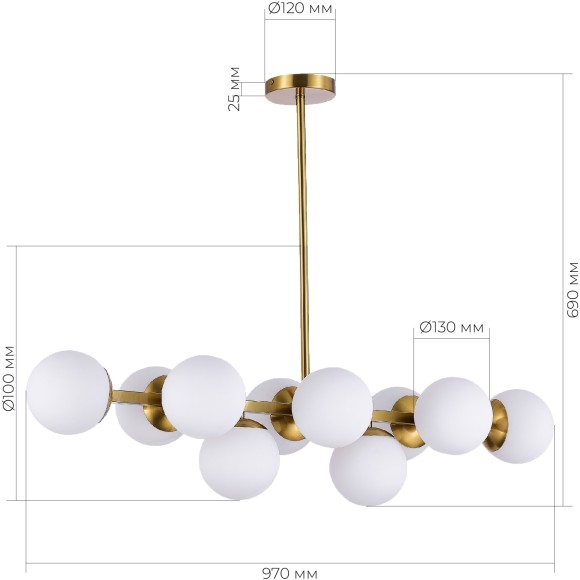 SLE1191-202-10 Светильник потолочный Золотистый/Белый E27 10*60W FRATTA