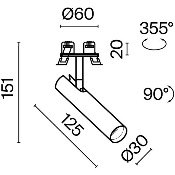 Встраиваемый светильник Technical C141RS-L125-6W3K-W