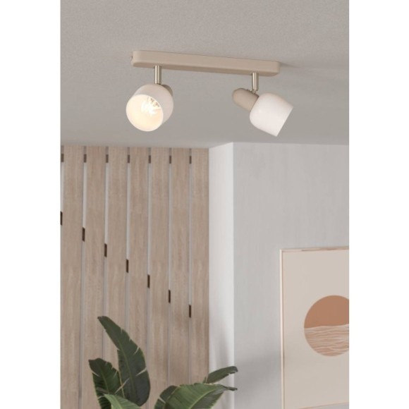 900715 Спот CORATO, 2X18W (E14), L300, H125, A150, сталь, песочный, матовый никель / стекло, белый